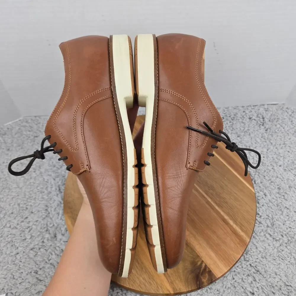 Cole Haan Mens 10.5M FlexGrand 360 Plain Toe Brown Leather Casual Derby Oxford